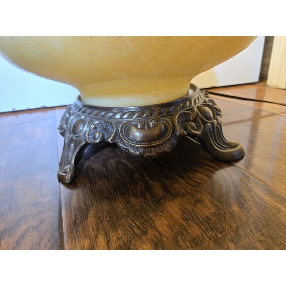 Vintage 23" Hurricane Tiffany Style Table Lamp Hand Painted Floral Gone W/ Wind - Picture 16 of 16